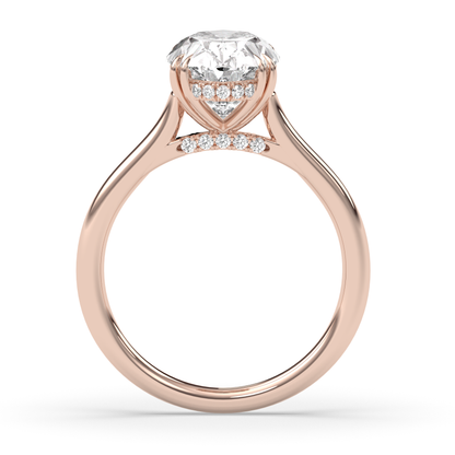 Marquise Shaped Three Stone Lab Grown Diamond Engagement Ring