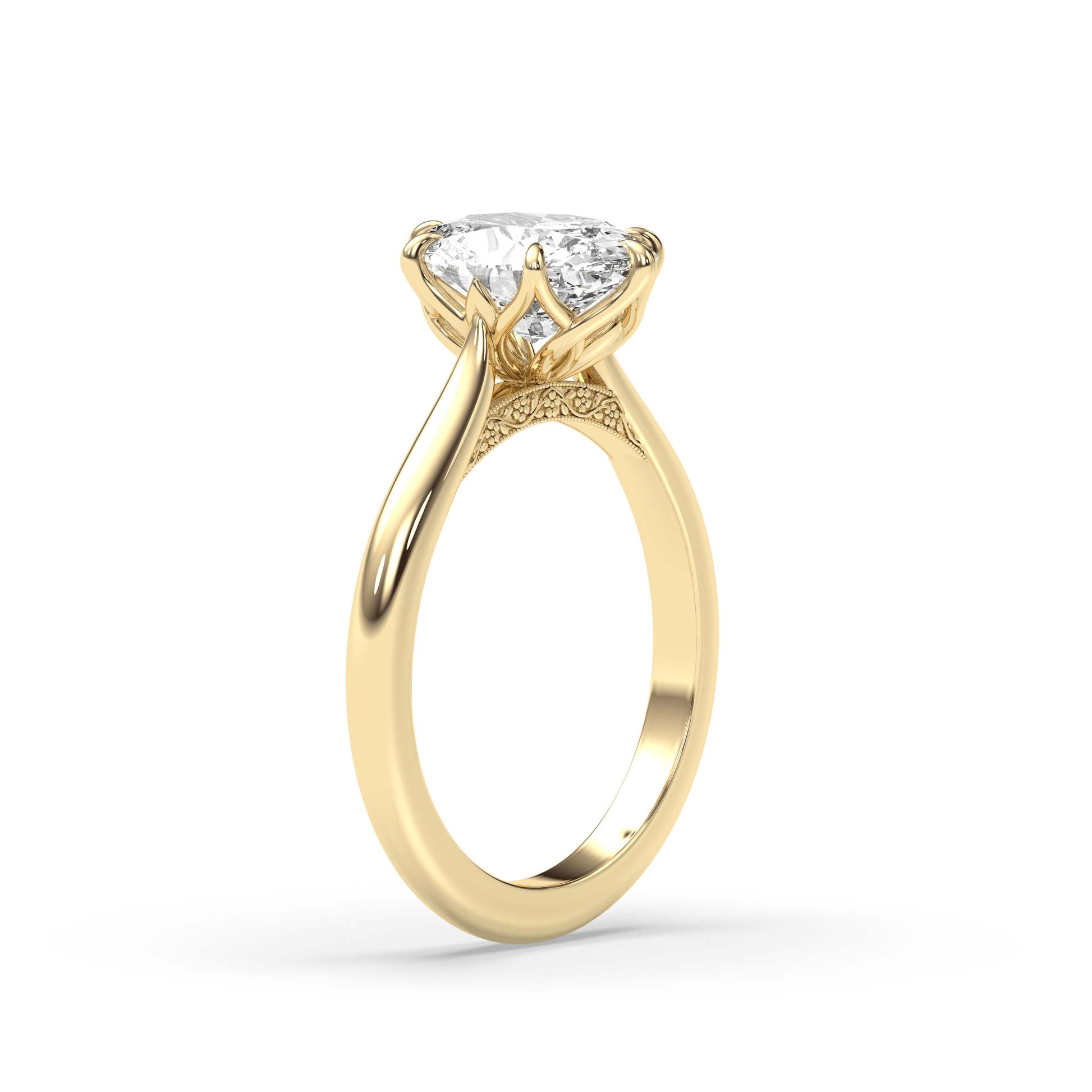 Marquise Shaped Three Stone Lab Grown Diamond Engagement Ring