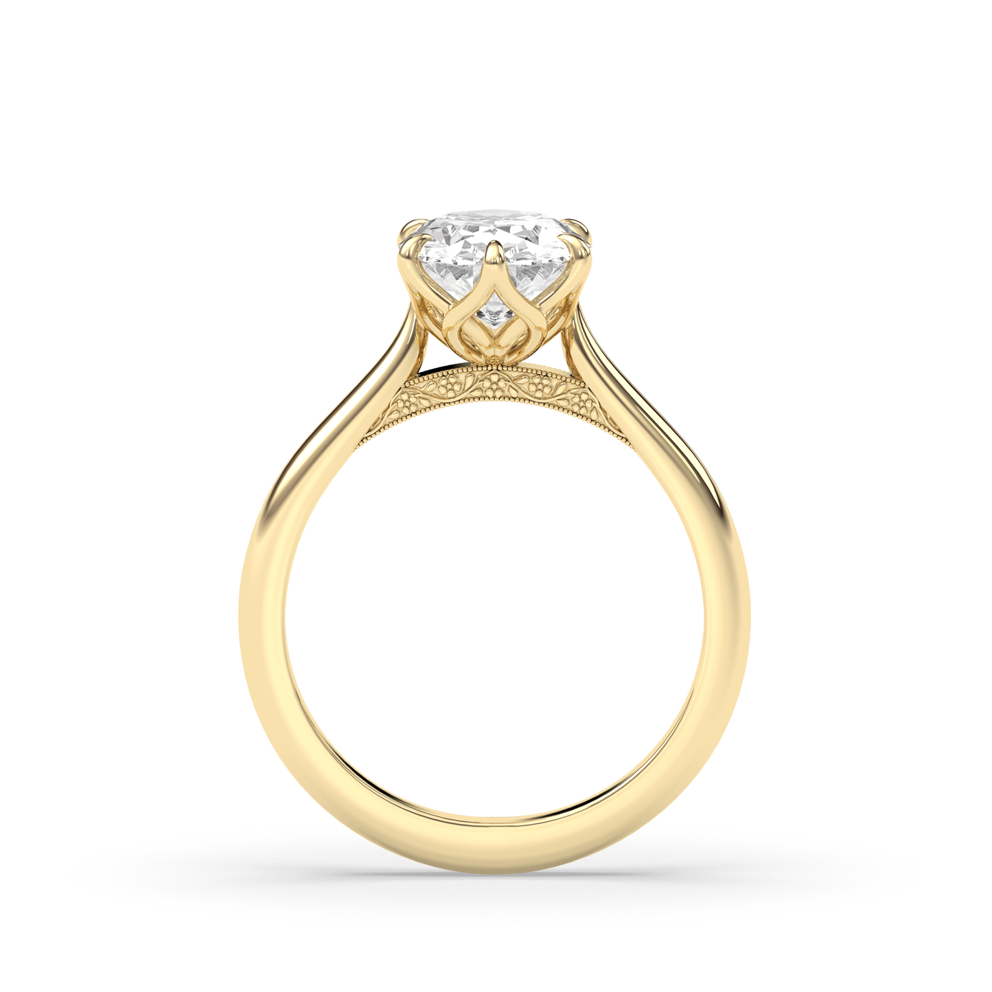 Marquise Shaped Three Stone Lab Grown Diamond Engagement Ring