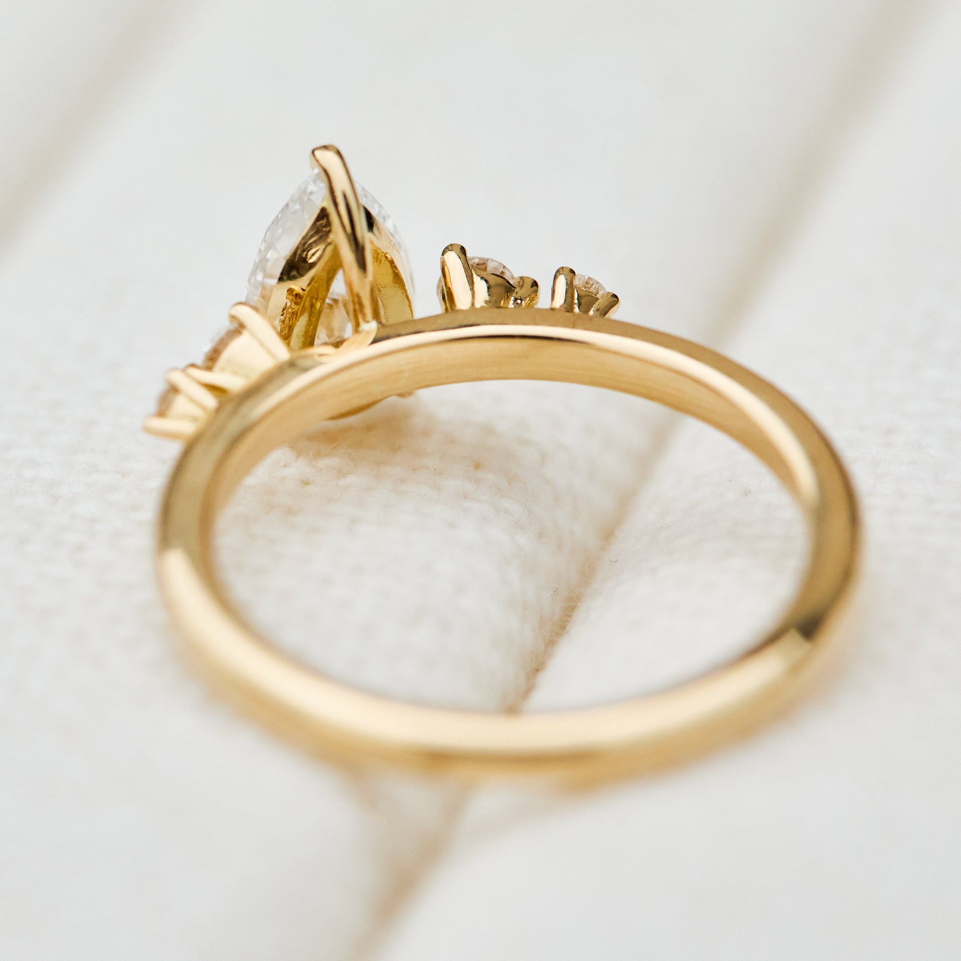 Marquise Shaped Three Stone Lab Grown Diamond Engagement Ring