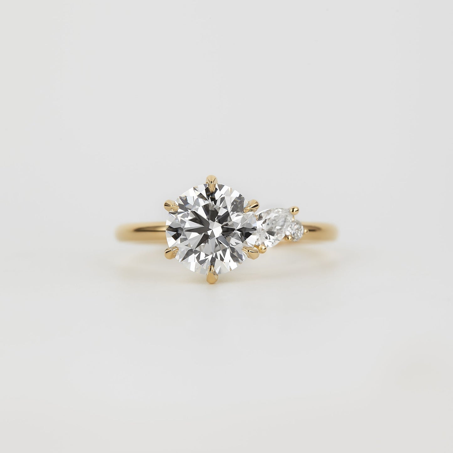 1.73 CT Round Shaped Three Stone Moissanite Engagement Ring
