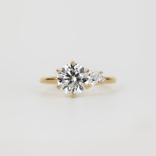 1.73 CT Round Shaped Three Stone Moissanite Engagement Ring