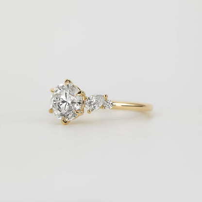 1.73 CT Round Shaped Three Stone Moissanite Engagement Ring