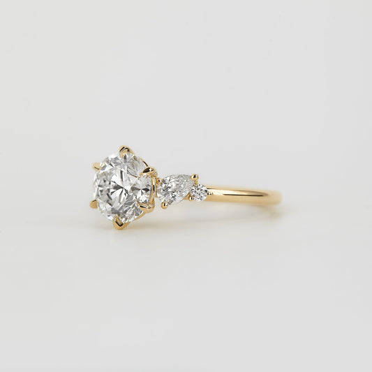 1.73 CT Round Shaped Three Stone Moissanite Engagement Ring
