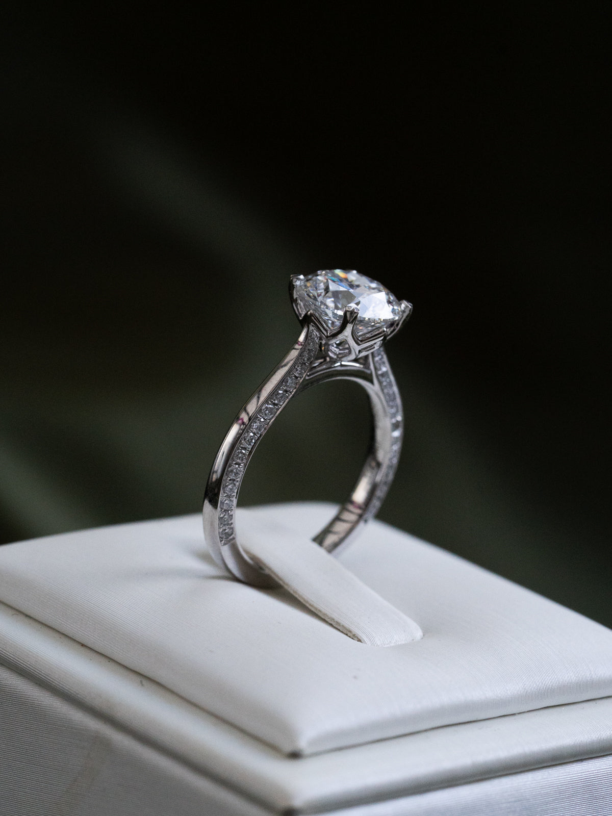 Marquise Shaped Three Stone Lab Grown Diamond Engagement Ring