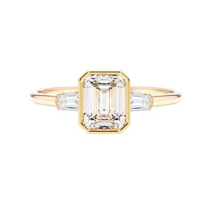 Marquise Shaped Three Stone Lab Grown Diamond Engagement Ring