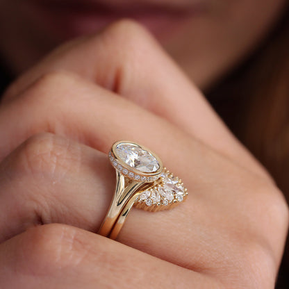 2.9 Carats Emerald Pave Styled Moissanite Engagement Ring