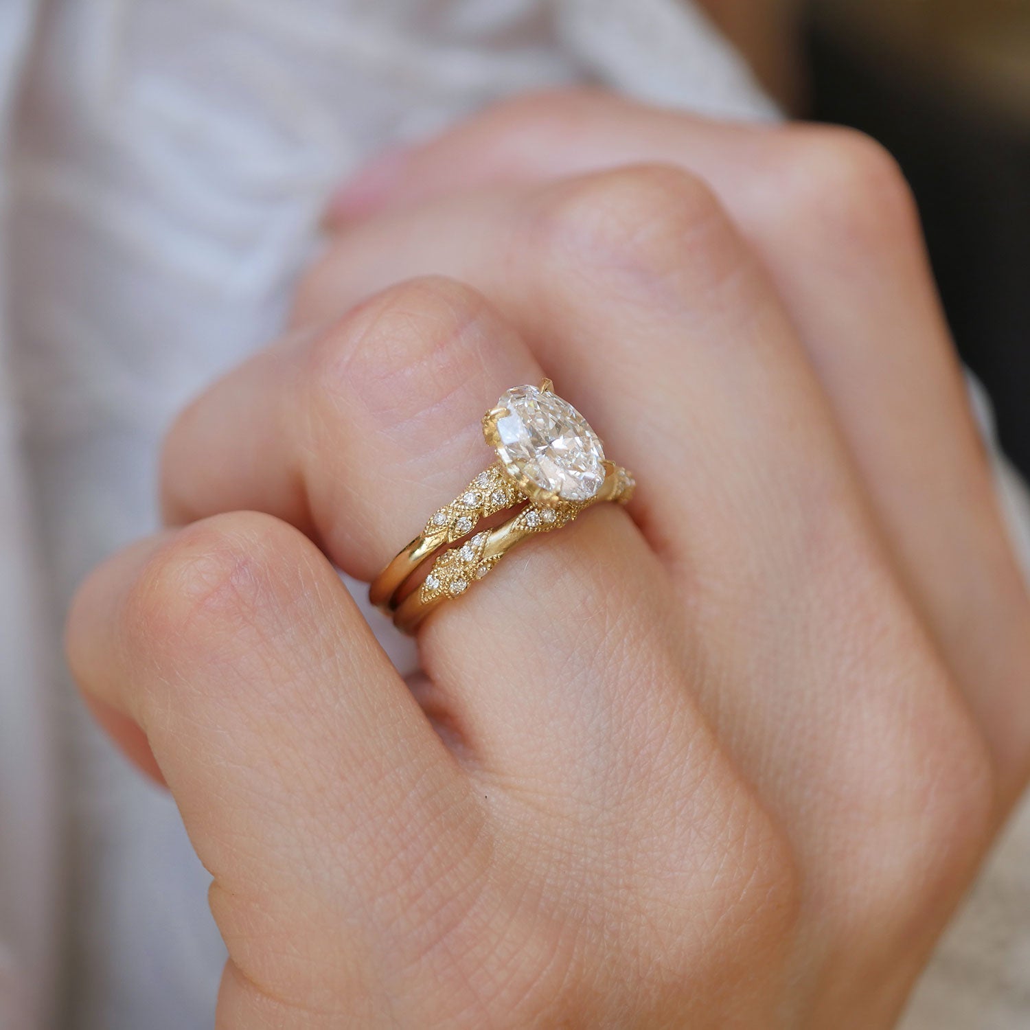 Marquise Shaped Three Stone Lab Grown Diamond Engagement Ring