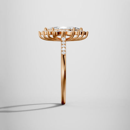 Marquise Shaped Three Stone Lab Grown Diamond Engagement Ring