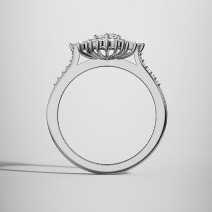 Marquise Shaped Three Stone Lab Grown Diamond Engagement Ring