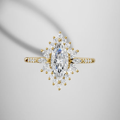 Marquise Shaped Three Stone Lab Grown Diamond Engagement Ring