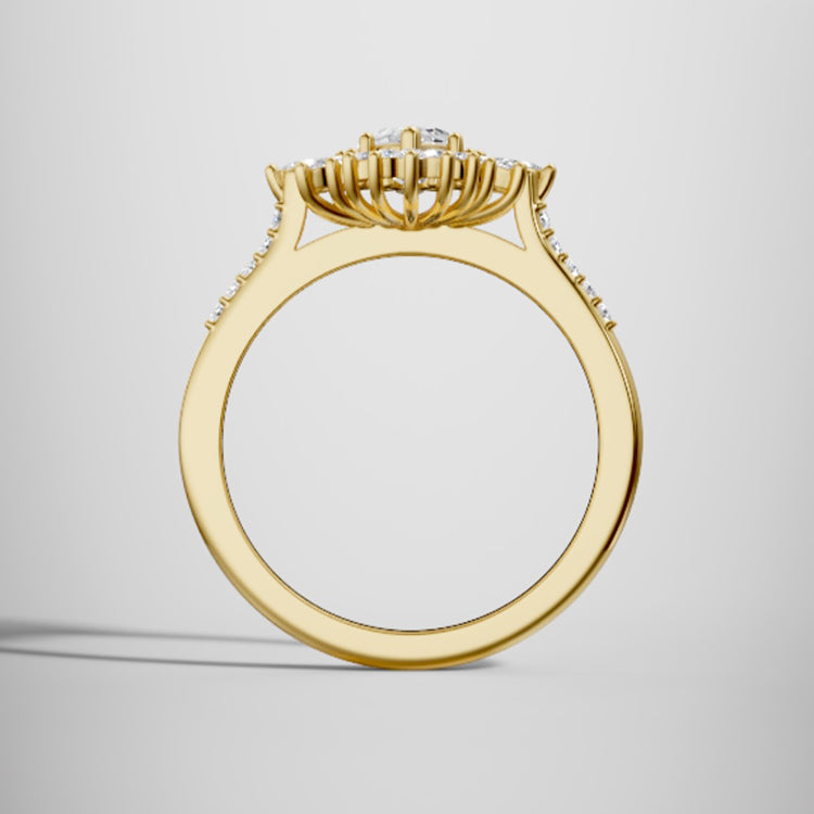 Marquise Shaped Three Stone Lab Grown Diamond Engagement Ring