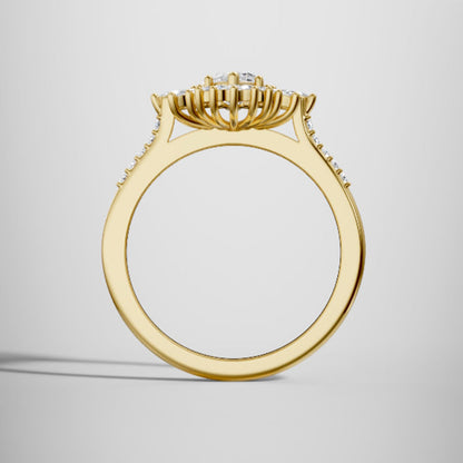 Marquise Shaped Three Stone Lab Grown Diamond Engagement Ring