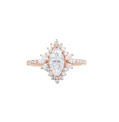 Marquise Shaped Three Stone Lab Grown Diamond Engagement Ring