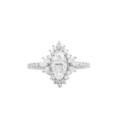 Marquise Shaped Three Stone Lab Grown Diamond Engagement Ring