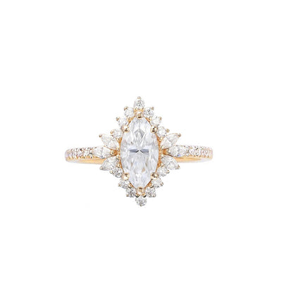 Marquise Shaped Three Stone Lab Grown Diamond Engagement Ring