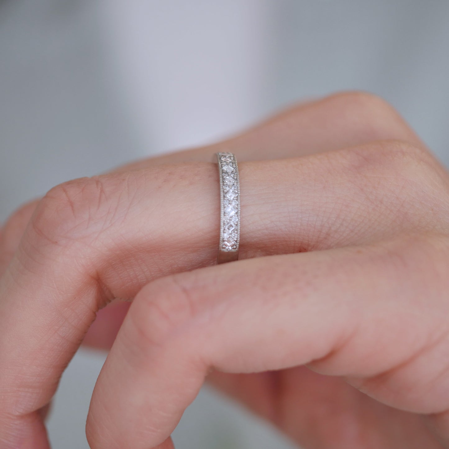 0.25 TCW Round Shaped Half Eternity Lab Grown Diamond Wedding Band