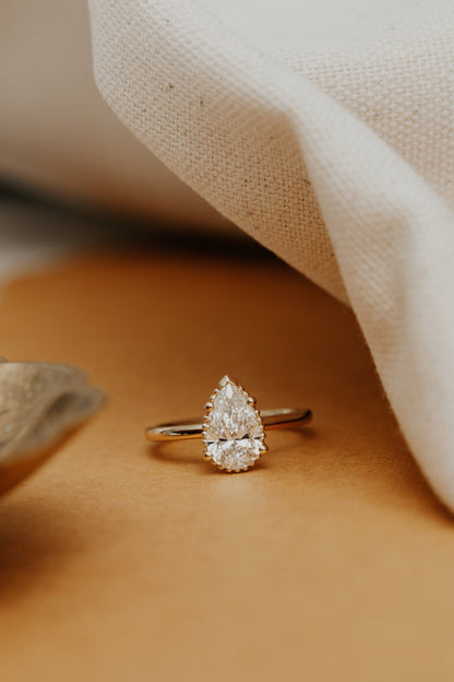 Marquise Shaped Three Stone Lab Grown Diamond Engagement Ring
