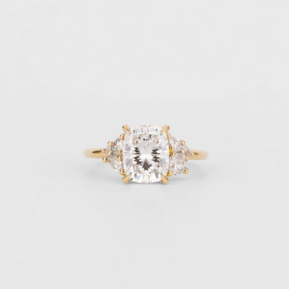 2.51 CT Cushion Shaped Cluster Moissanite Engagement Ring
