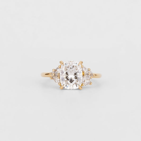 2.51 CT Cushion Shaped Cluster Moissanite Engagement Ring