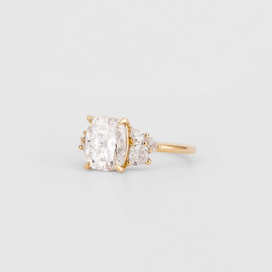 2.51 CT Cushion Shaped Cluster Moissanite Engagement Ring