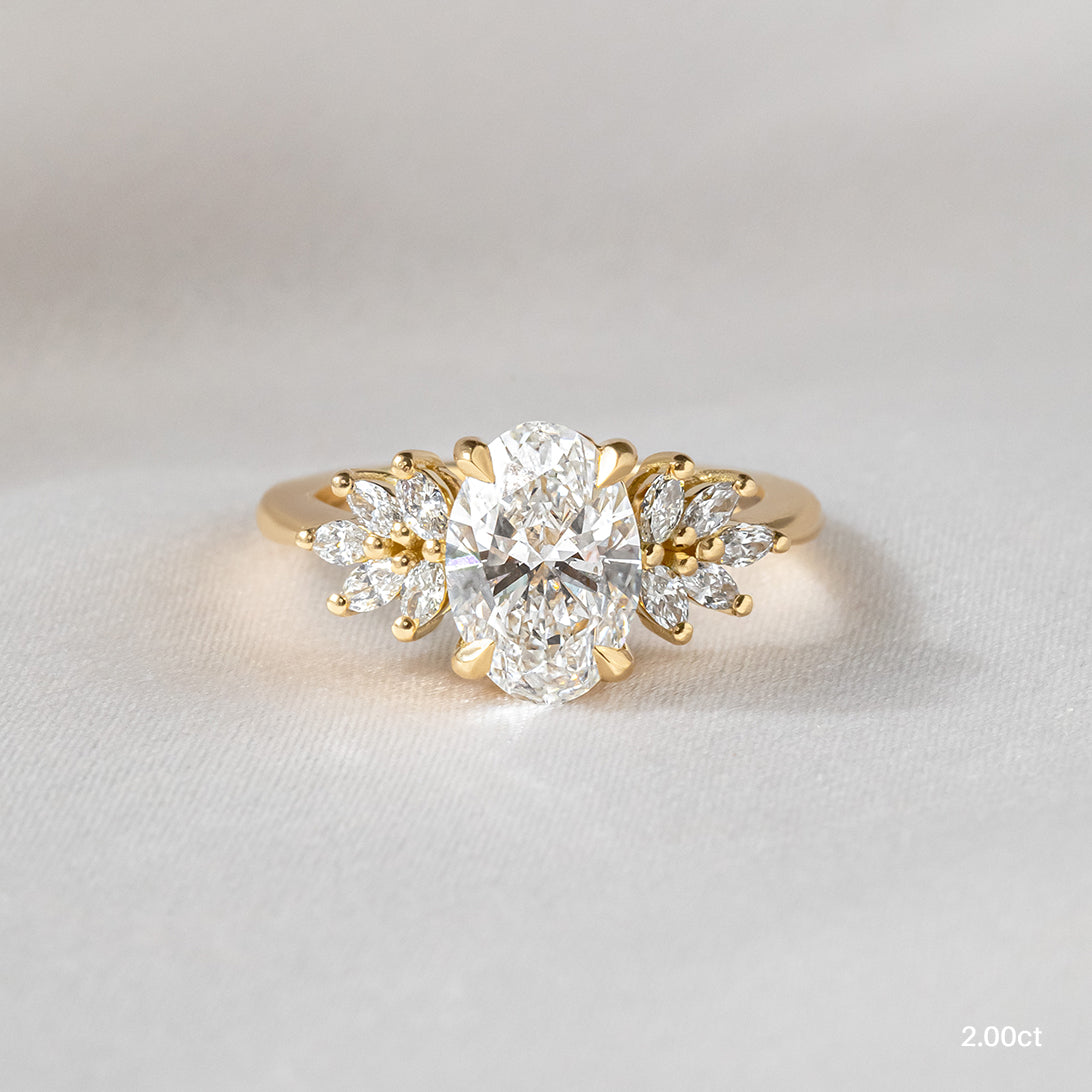 Marquise Shaped Three Stone Lab Grown Diamond Engagement Ring