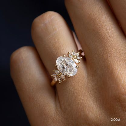 Marquise Shaped Three Stone Lab Grown Diamond Engagement Ring