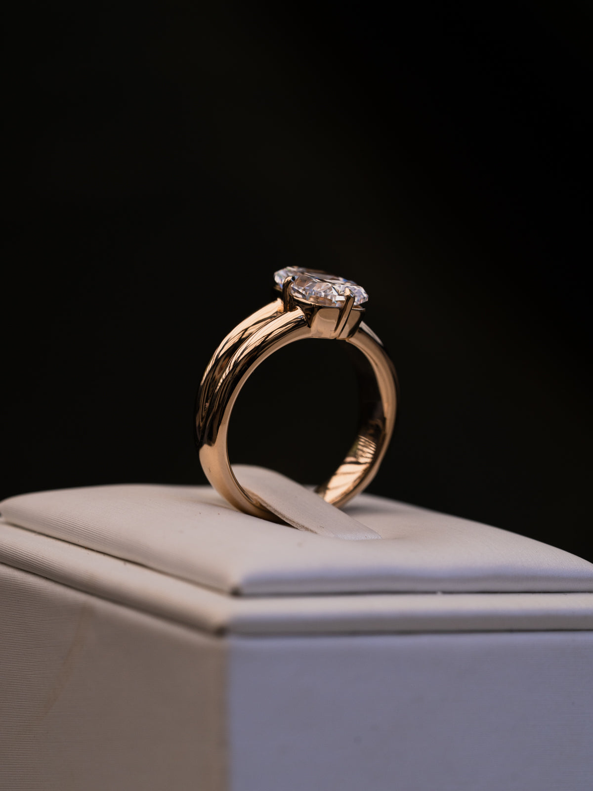 Marquise Shaped Three Stone Lab Grown Diamond Engagement Ring