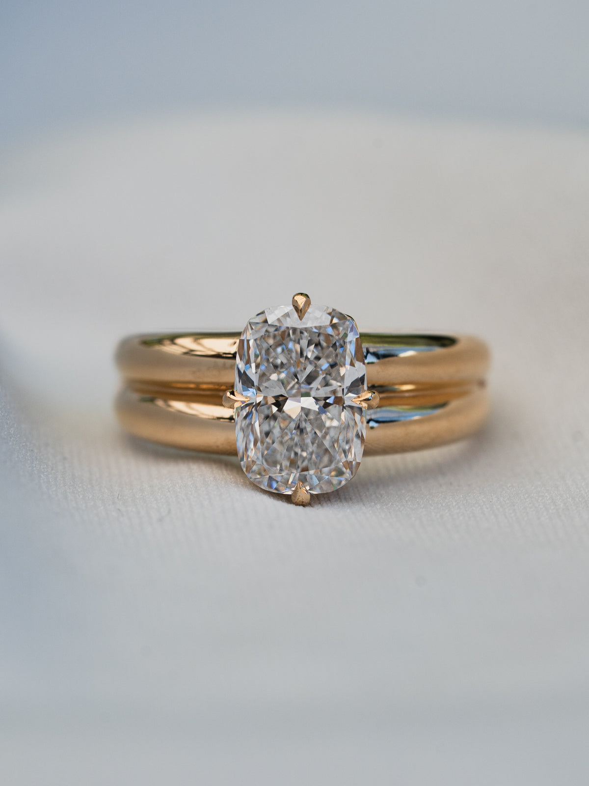 Marquise Shaped Three Stone Lab Grown Diamond Engagement Ring