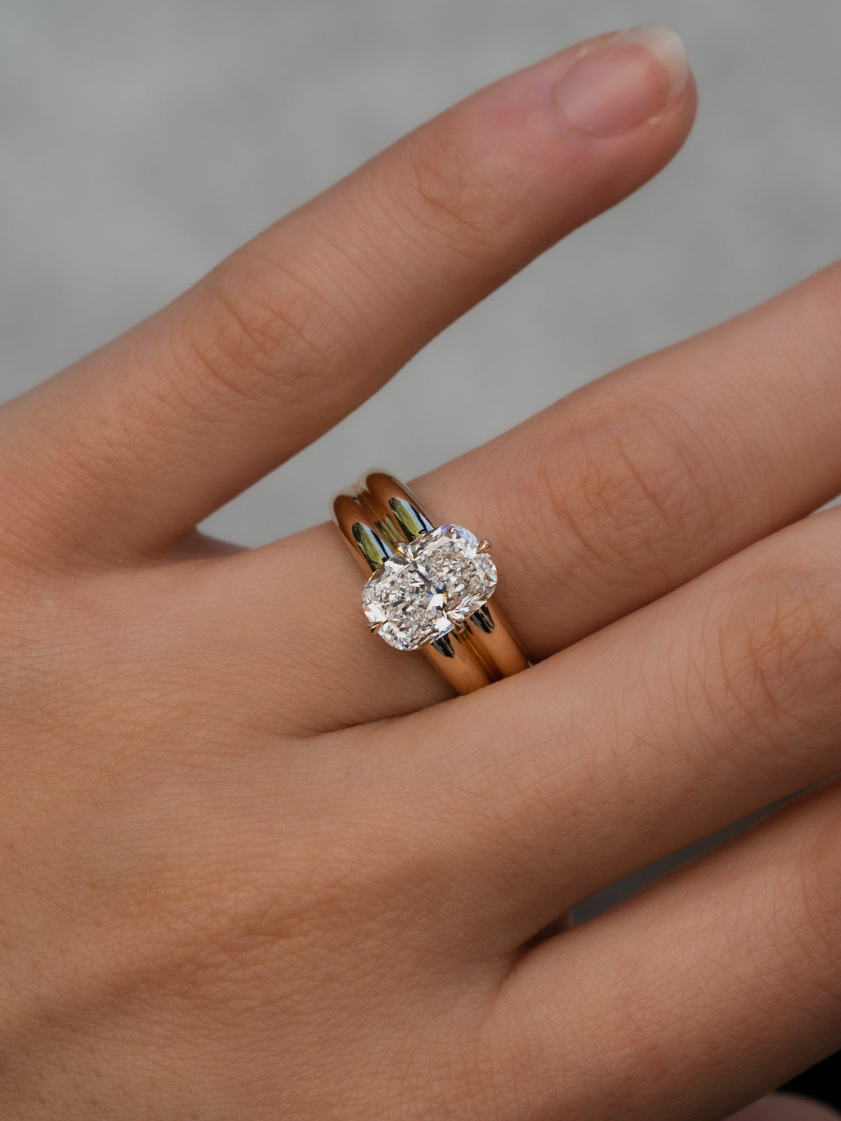 Marquise Shaped Three Stone Lab Grown Diamond Engagement Ring
