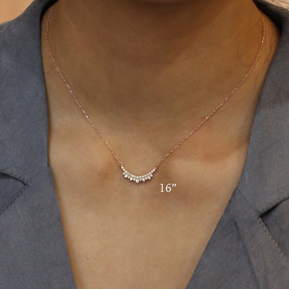 0.35 CT Crowned Round Moissanite Diamond Necklace in Solid Gold