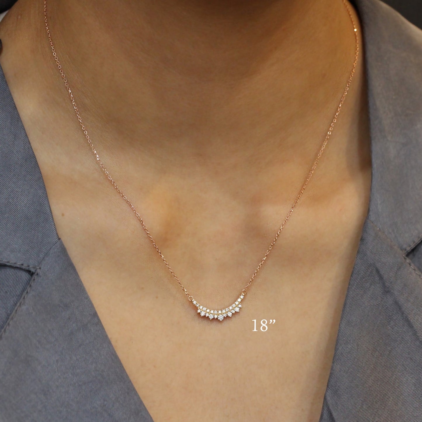 0.35 CT Crowned Round Moissanite Diamond Necklace in Solid Gold