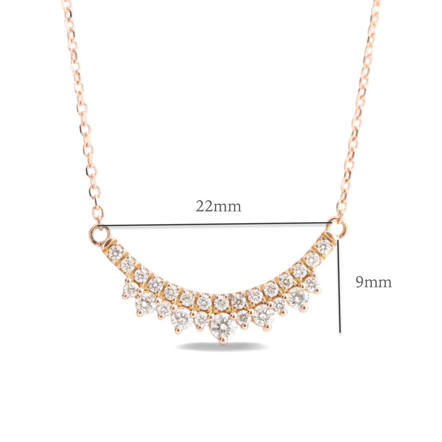 0.35 CT Crowned Round Moissanite Diamond Necklace in Solid Gold