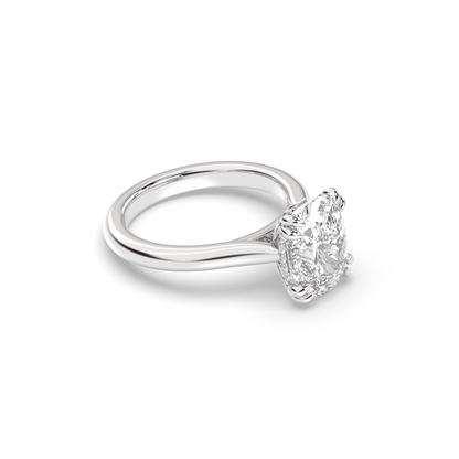 Marquise Shaped Three Stone Lab Grown Diamond Engagement Ring