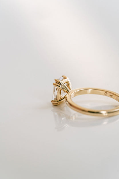 Marquise Shaped Three Stone Lab Grown Diamond Engagement Ring