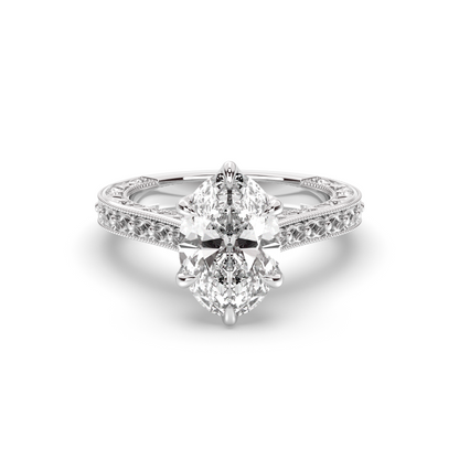 Marquise Shaped Three Stone Lab Grown Diamond Engagement Ring