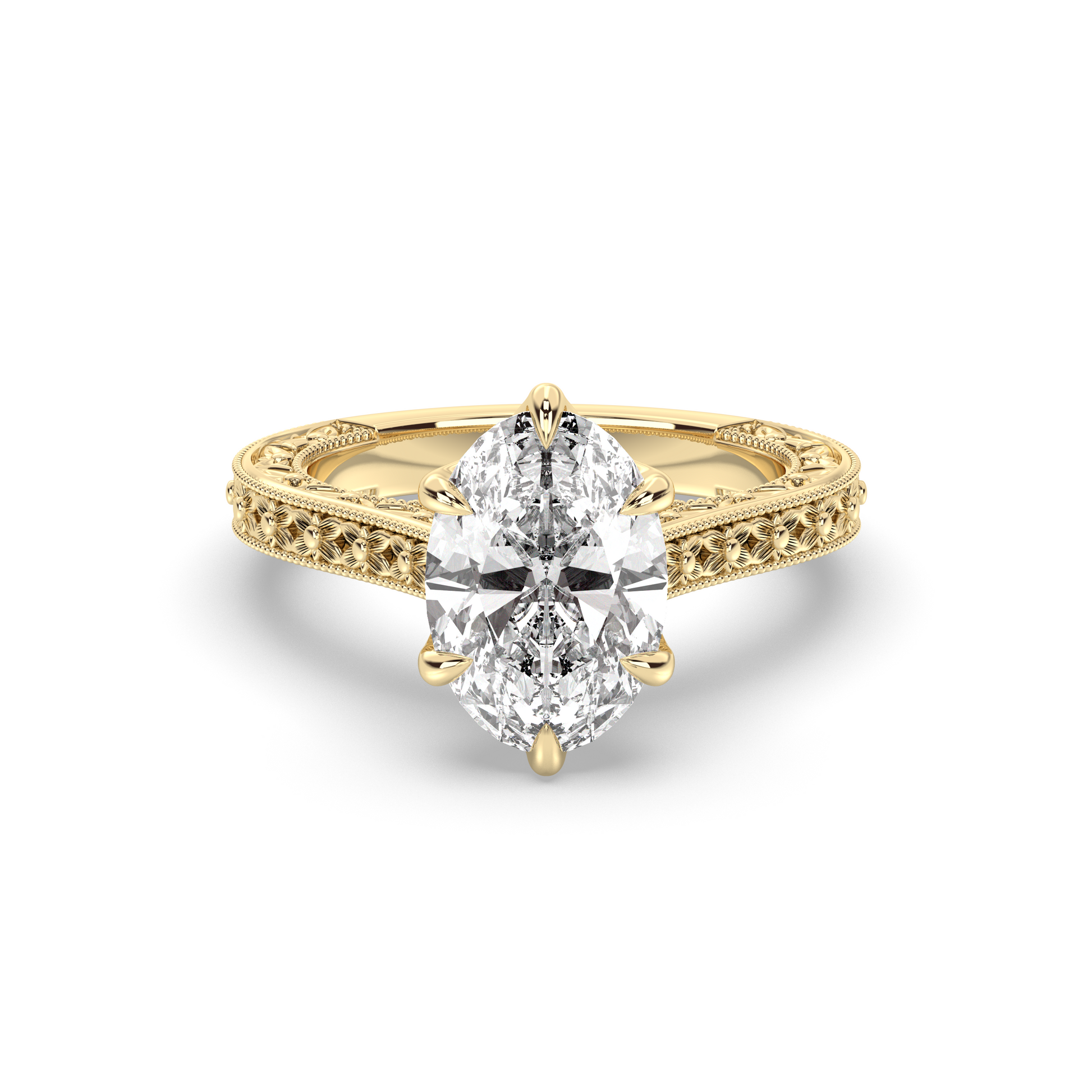 Marquise Shaped Three Stone Lab Grown Diamond Engagement Ring