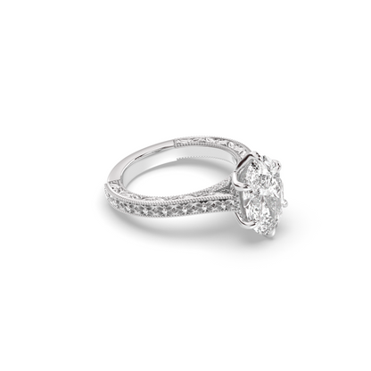Marquise Shaped Three Stone Lab Grown Diamond Engagement Ring