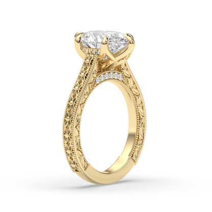 Marquise Shaped Three Stone Lab Grown Diamond Engagement Ring