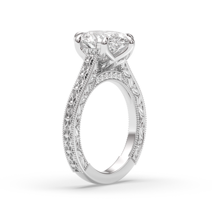 Marquise Shaped Three Stone Lab Grown Diamond Engagement Ring