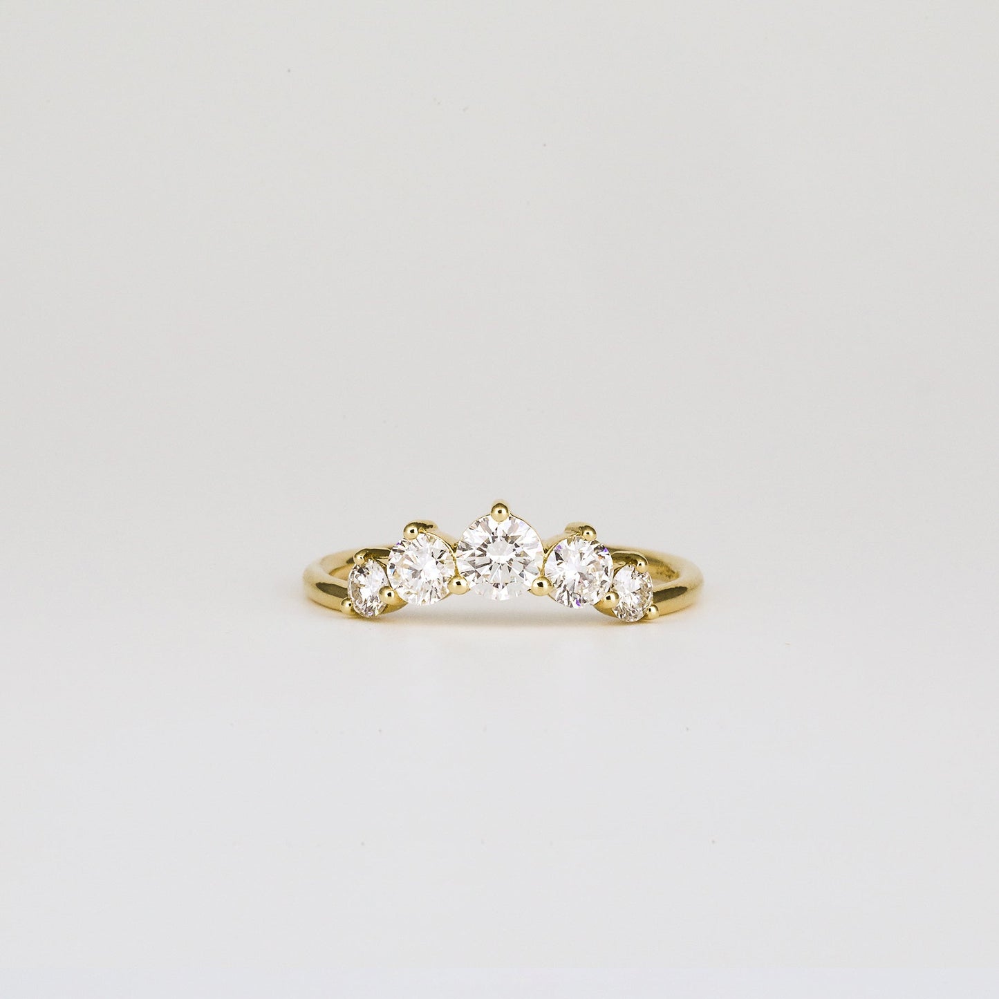 0.72 TCW Round Shaped Five Stone Moissanite Wedding Band