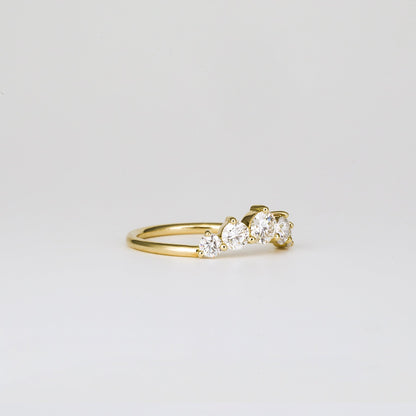 0.72 TCW Round Shaped Five Stone Moissanite Wedding Band