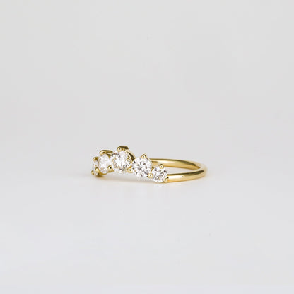 0.72 TCW Round Shaped Five Stone Moissanite Wedding Band