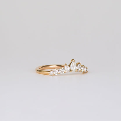 0.38 TCW Pear & Round Shaped Multi Stone Moissanite Wedding Band