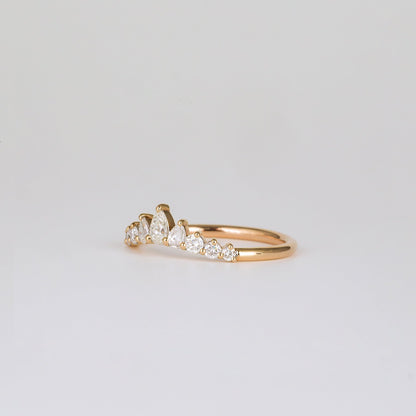 0.38 TCW Pear & Round Shaped Multi Stone Moissanite Wedding Band