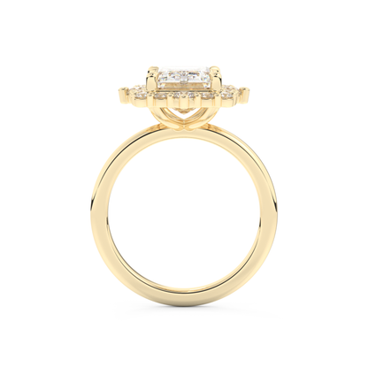 3.35 CT Emerald Halo Engagement Ring