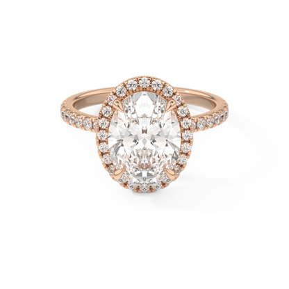 3.80 CT Oval Halo & Pave Engagement Ring