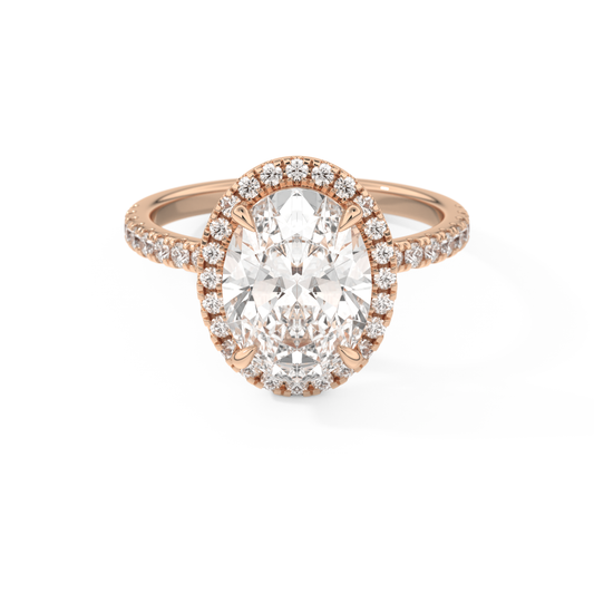 3.80 CT Oval Halo & Pave Engagement Ring