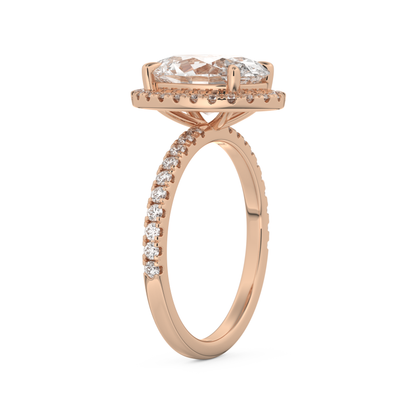 3.80 CT Oval Halo & Pave Engagement Ring