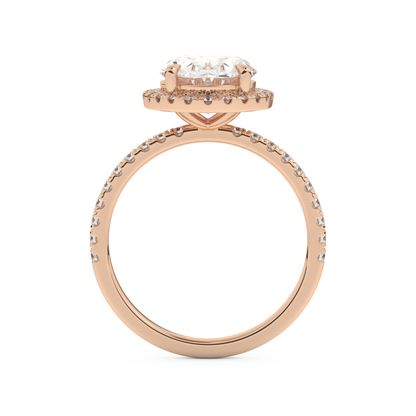 3.80 CT Oval Halo & Pave Engagement Ring